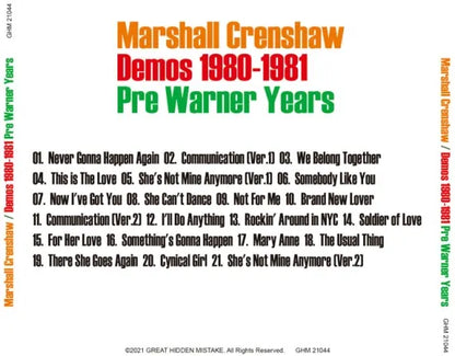Marshall Crenshaw / Demos 1980-1981 Pre Warner Years (1CDR)
