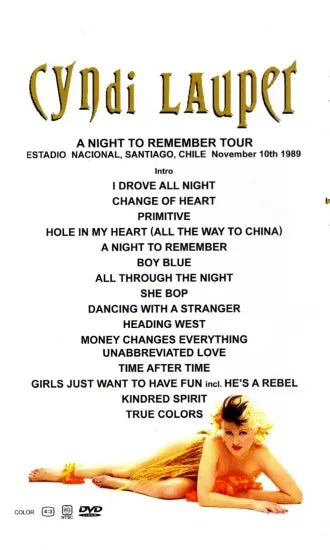 CYNDI LAUPER / A NIGHT TO REMEMBER TOUR 1989 SANTIAGO (1DVDR)