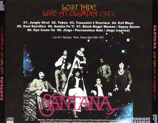 Santana / Lost Tape Live At Olympia 1971 (1CDR)