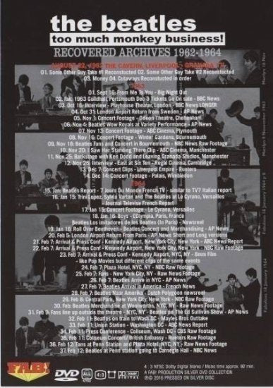 The Beatles / Too Much Monkey Business Recovered Archives 1962 - 1964 (1DVD)