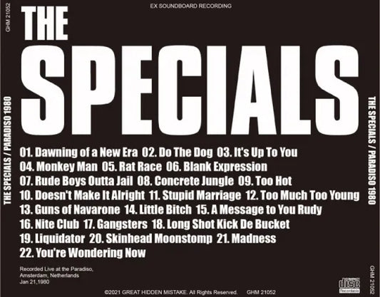 THE SPECIALS / PARADISO 1980 (1CDR)