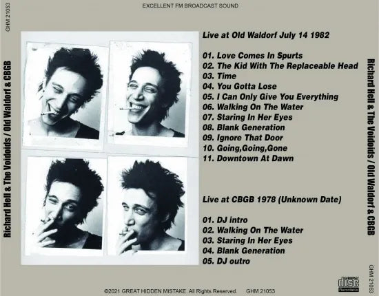 Richard Hell & The Voidoids / Old Waldorf & CBGB (1CDR)