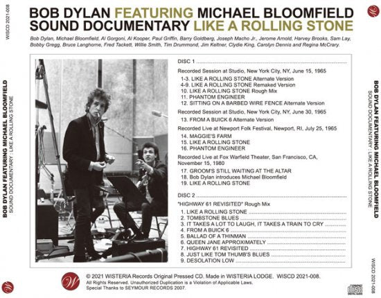 BOB DYLAN / MICHAEL BLOOMFIELD / SOUND DOCUMENTARY LIKE A ROLLING STONE (2CD)