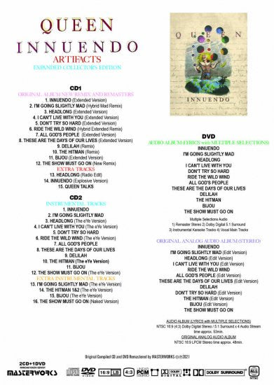 QUEEN / INNUENDO ARTIFACTS EXPANDED COLLECTOR'S EDITION [2CD+1DVD]