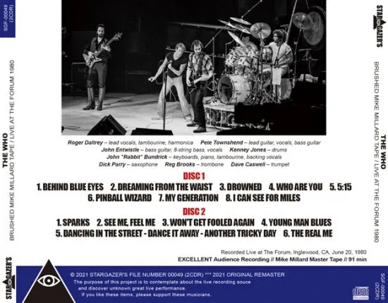 THE WHO / BRUSHED MIKE MILLARD TAPE LIVE AT THE FORUM 1980 (2CDR)