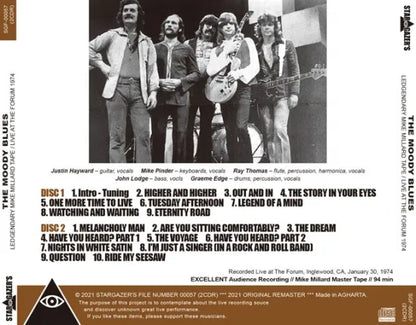 THE MOODY BLUES / LEDGENDARY MIKE MILLARD TAPE LIVE AT THE FORUM 1974 (2CDR)