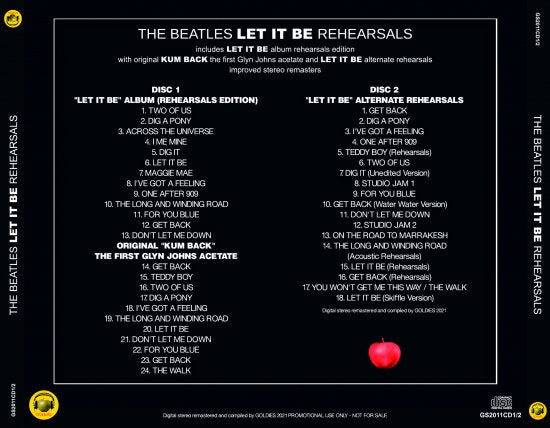 THE BEATLES / "LET IT BE" REHEARSALS IMPROVED STEREO REMASTERS (2CD)