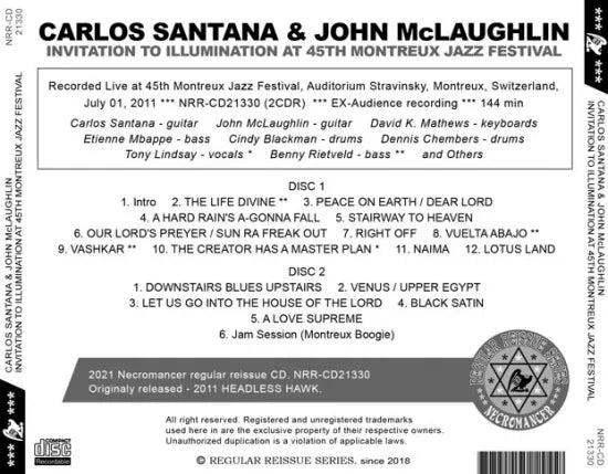 CARLOS SANTANA & JOHN McLAUGHLIN / INVITATION TO ILLUMINATION AT 45TH MONTREUX JAZZ FESTIVAL (2CDR)