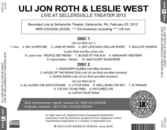ULI JON ROTH & LESLIE WEST / LIVE AT SELLERSVILLE THEATER 2012 (2CDR)