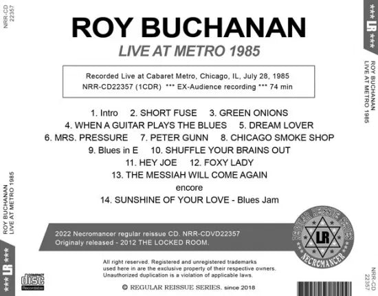 ROY BUCHANAN / LIVE AT METRO 1985 (1CDR)