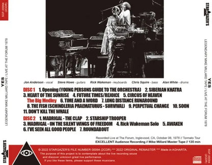 YES / LEGENDARY MIKE MILLARD TAPE LIVE AT THE FORUM 1978 (2CDR)