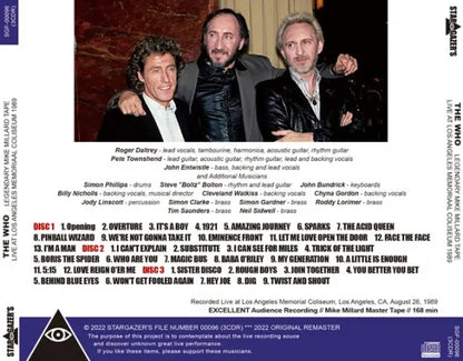 THE WHO / LEGENDARY MIKE MILLARD TAPE LIVE AT LOS ANGELES MEMORIAAL COLISEUM 1989 (3CDR)