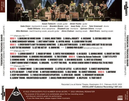 TEDESCHI TRUCKS BAND / FIRST 3 NIGHTS AT WARNER THEATRE 2022 COMPLETE (6CDR)