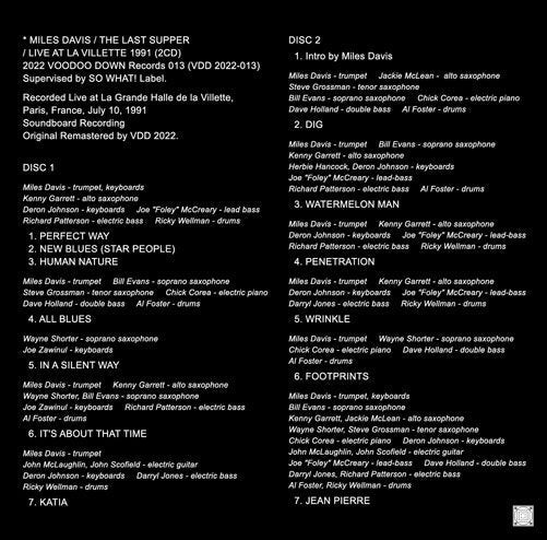 MILES DAVIS / THE LAST SUPPER LIVE AT LA VILLETTE 1991 (2CD + LTD.1DVDR)