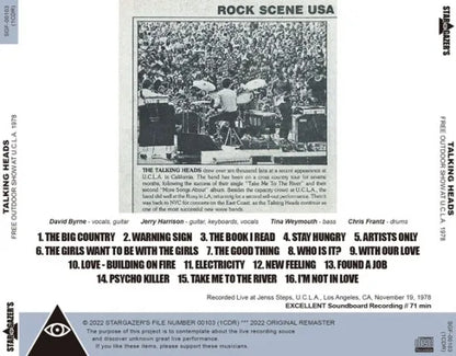 TALKING HEADS / FREE OUTDOOR SHOW AT U.C.L.A. 1978 (1CDR)