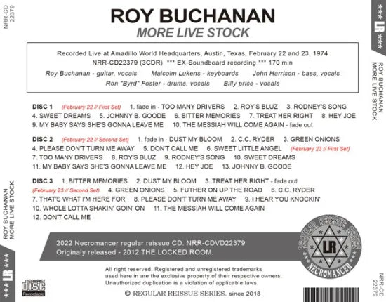 ROY BUCHANAN / MORE LIVE STOCK (3CDR)