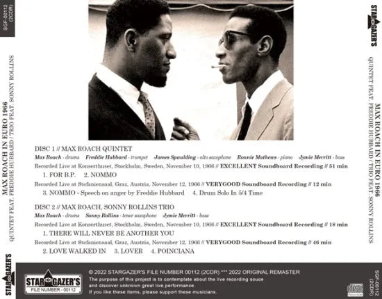 QUINTETTO CON FREDDIE HUBBARD TRIO CON SONNY ROLLINS / MAX ROACH IN EURO 1966 (2CDR)