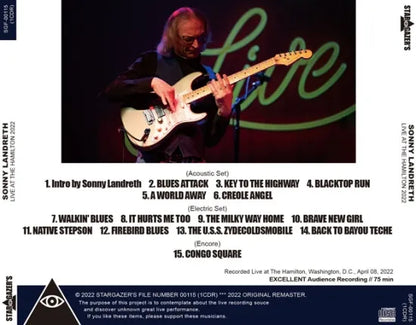 SONNY LANDRETH / LIVE AT THE HAMILTON 2022 (1CDR)