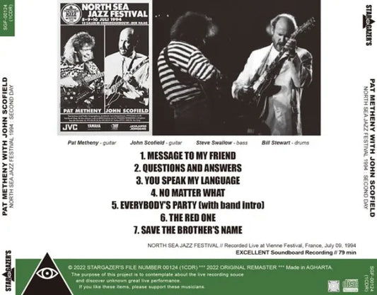 PAT METHENY WITH JOHN SCOFIELD / NORTH SEA JAZZ FESTIVAL 1994 SECOND DAY (1CDR)
