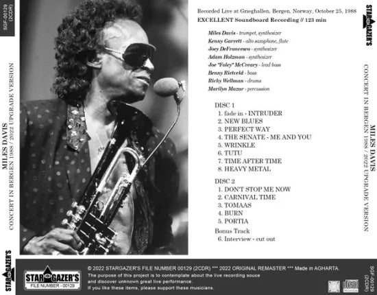 MILES DAVIS / CONCERT IN BERGEN 1988 2022 UPGRADE VERSION (2CDR)
