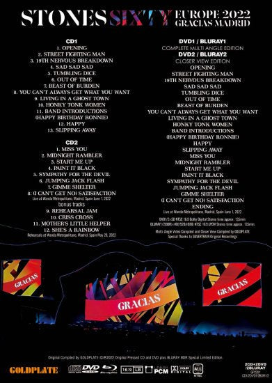 THE ROLLING STONES / GRACIAS MADRID ”SIXTY EUROPE TOUR 2022”  THE FIRST SHOW (2CD+2DVD/2BDR)