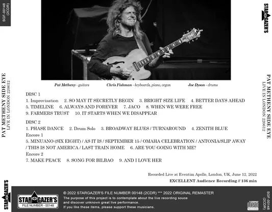 PAT METHENY SIDE EYE / EN VIVO EN LONDRES 220612 (2CDR)