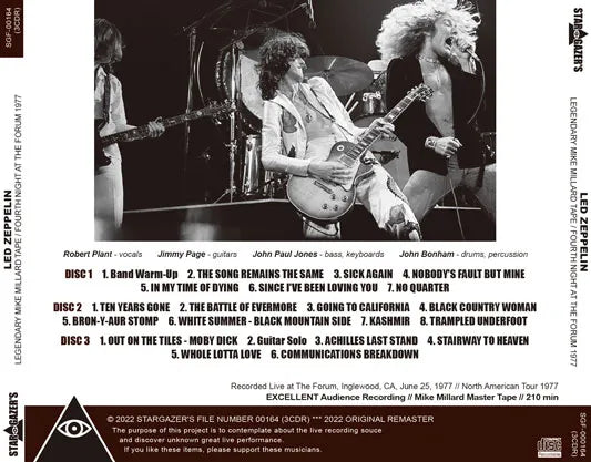 LED ZEPPELIN / LEGENDARY MIKE MILLARD TAPE FOURTH NIGHT AT THE FORUM 1977 (3CDR)