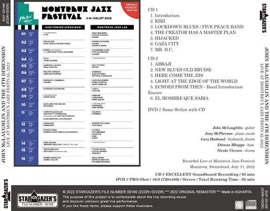 JOHN McLAUGHLIN & THE 4TH DIMENSION / LIVE AT MONTREUX JAZZ FESTIVAL 2022 (2CDR+1DVDR)