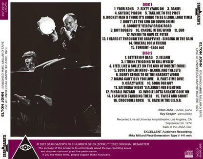 ELTON JOHN / BRUSHED MIKE MILLARD TAPE LIVE AT UNIVERSAL AMPHITHEATRE 1979 (2CDR)