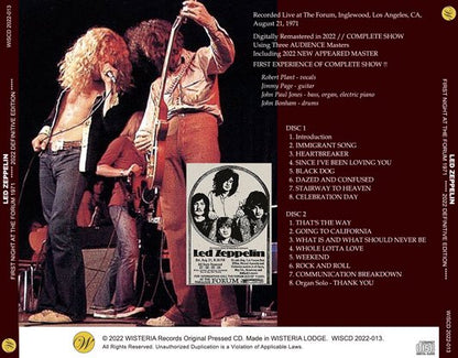 LED ZEPPELIN / FIRST NIGHT AT THE FORUM 1971 / 2022 DEFINITIVE EDITION (2CD)