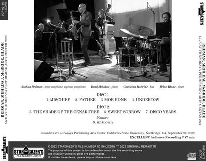 REDMAN, MEHLDAU, McBRIDE, BLADE / DAL VIVO AL SORAYA PERFORMING ARTS CENTER 2022 (2CDR)