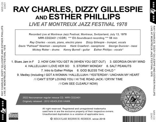 RAY CHARLES, DIZZY GILLESPIE Y ESTHER PHILLIPS / EN DIRECTO EN EL FESTIVAL DE JAZZ DE MONTREUX 1978 (1CDR)