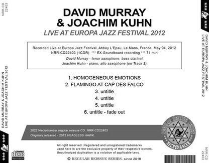 DAVID MURRAY & JOACHIM KUHN / LIVE AT EUROPA JAZZ FESTIVAL 2012 (1CDR)