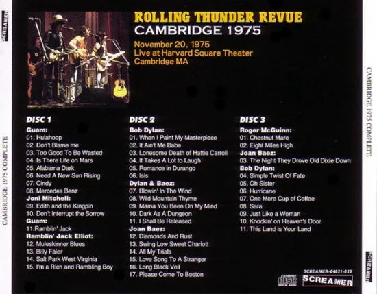 BOB DYLAN / ROLLING THUNDER REVUE CAMBRIDGE 1975 (3CD)