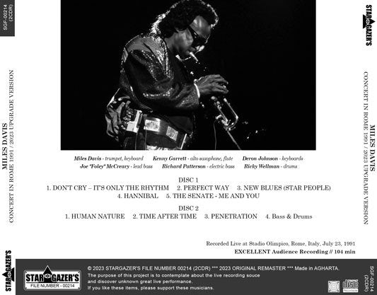 MILES DAVIS / 2023 UPGRADE VERSION CONCERT IN ROME 1991 (2CDR)
