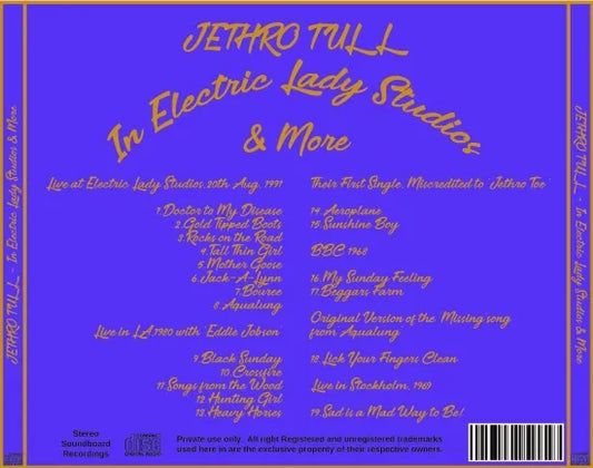 JETHRO TULL / IN ELECTRIC LADY STUDIOS & MORE (1CDR)