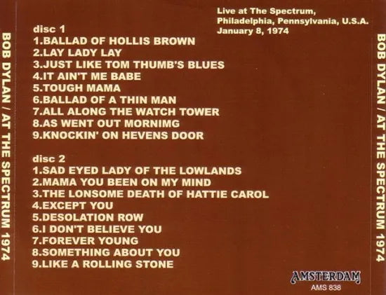 BOB DYLAN / AT THE SPECTRUM 1974 (2CD)