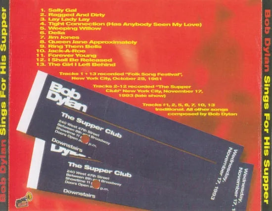 BOB DYLAN / SINGS FOR HIS SUPPER (1CD)
