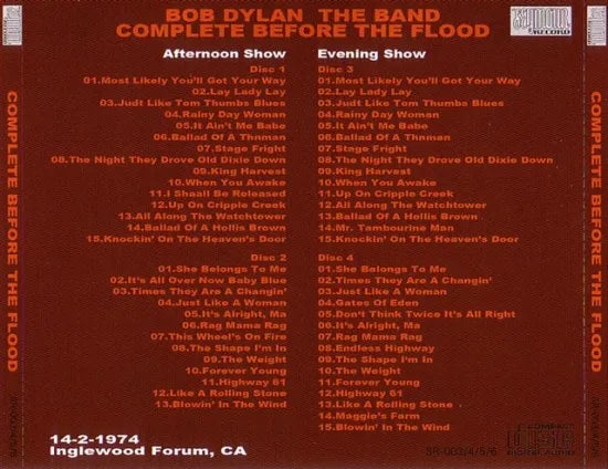 BOB DYLAN THE BAND / COMPLETE BEFORE THE FLOOD (4CDR)