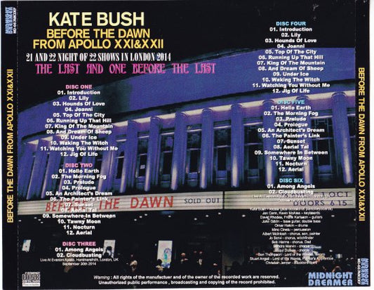 KATE BUSH / BEFORE THE DAWN FROM APOLLO XXI & XXII THE LAST AND ONE BEFORE THE LAST (6CDR)