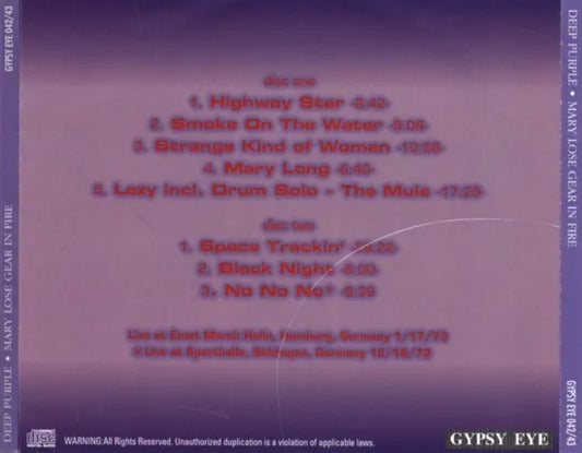 DEEP PURPLE / MARY LOSE GEAR IN FIRE (2CD)
