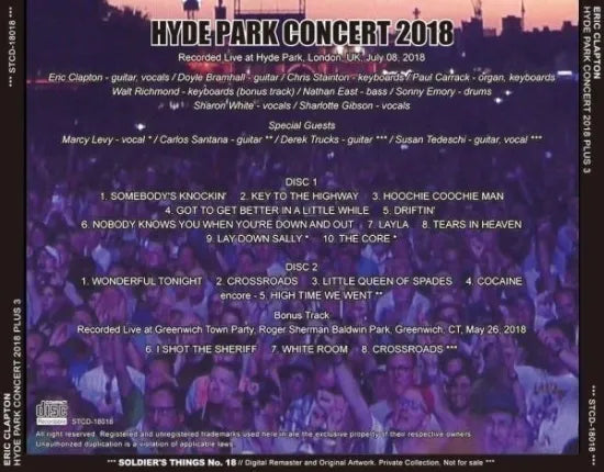 ERIC CLAPTON / HYDE PARK CONCERT 2018 (2CDR)