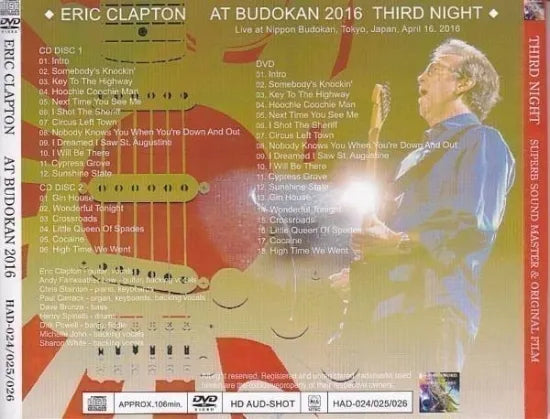 ERIC CLAPTON / AT BUDOKAN 2016 THIRD NIGHT (2CDR+DVDR)