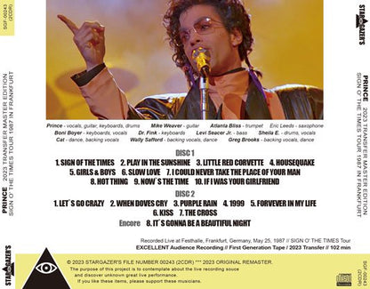 PRINCE / SIGN O' THE TIMES TOUR 1987 IN FRANKFURT 2023 TRANSFER MASTER EDITION (2CDR)