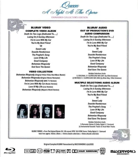 Queen A Night At The Opera Expanded Collector's Edition Blu-ray 1BDR