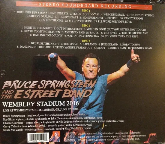 BRUCE SPRINGSTEEN & THE E STREET BAND / WEMBLEY STADIUM 2016 STEREO SOUNDBOARD (3CDR)