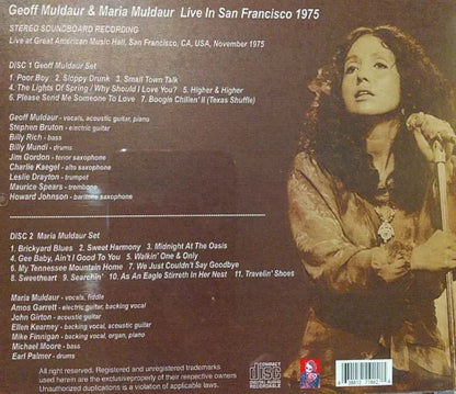 Geoff Muldaur & Maria Muldaur / Live In San Francisco 1975 STEREO SOUNDBOARD (2CDR)