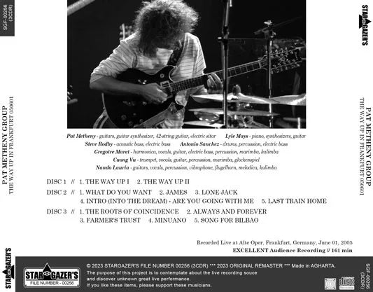 PAT METHENY GROUP / THE WAY UP IN FRANKFURT 050601 (3CDR)