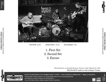 FRED FRITH TRIO / LIVE AT JAZZCLUB FERRARA 2022 (1CDR)
