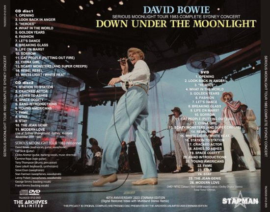 DAVID BOWIE / DOWN UNDER THE MOONLIGHT SERIOUS MOONLIGHT TOUR 1983 (2CD+1DVD)